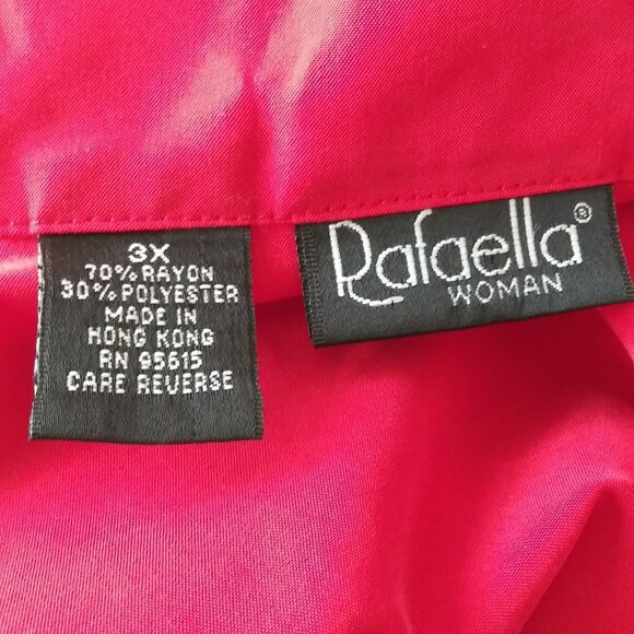 Rafaella Plus Size 3X Top Red Button-Down Shirt Adjustable Sleeves Front Pockets - Picture 7 of 8